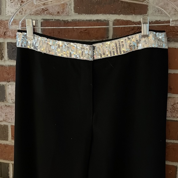 LARRY LEVINE Black & Silver Sequin Tailored Relaxed Fit Trouser Pants Sz 8 NWOT - Picture 3 of 9